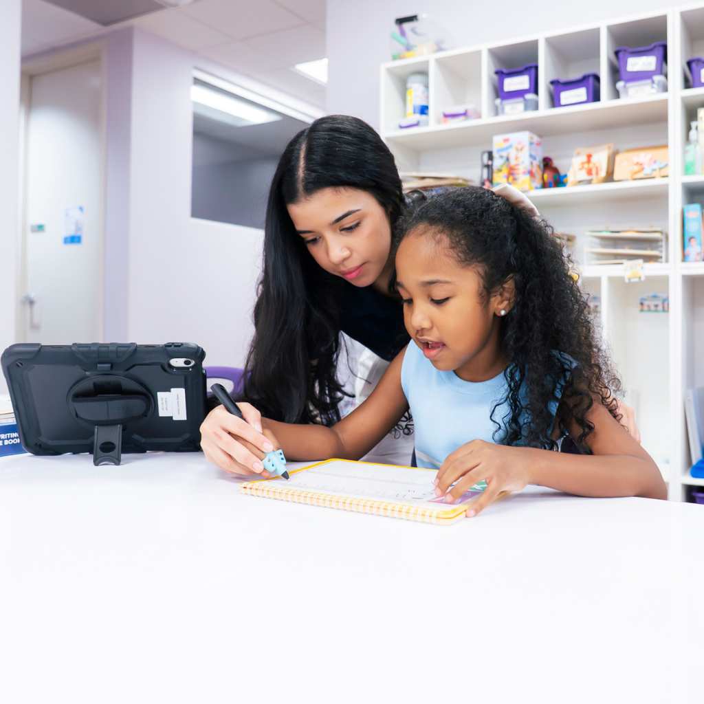 Girl participating in an ABA therapy session