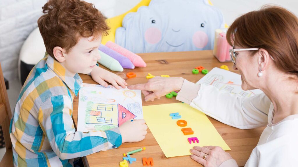 Child participating in an ABA session with a therapist